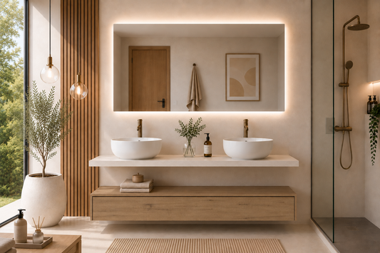 Mueble de baño suspendido modulo estepa/encimera blanco CERDEÑA