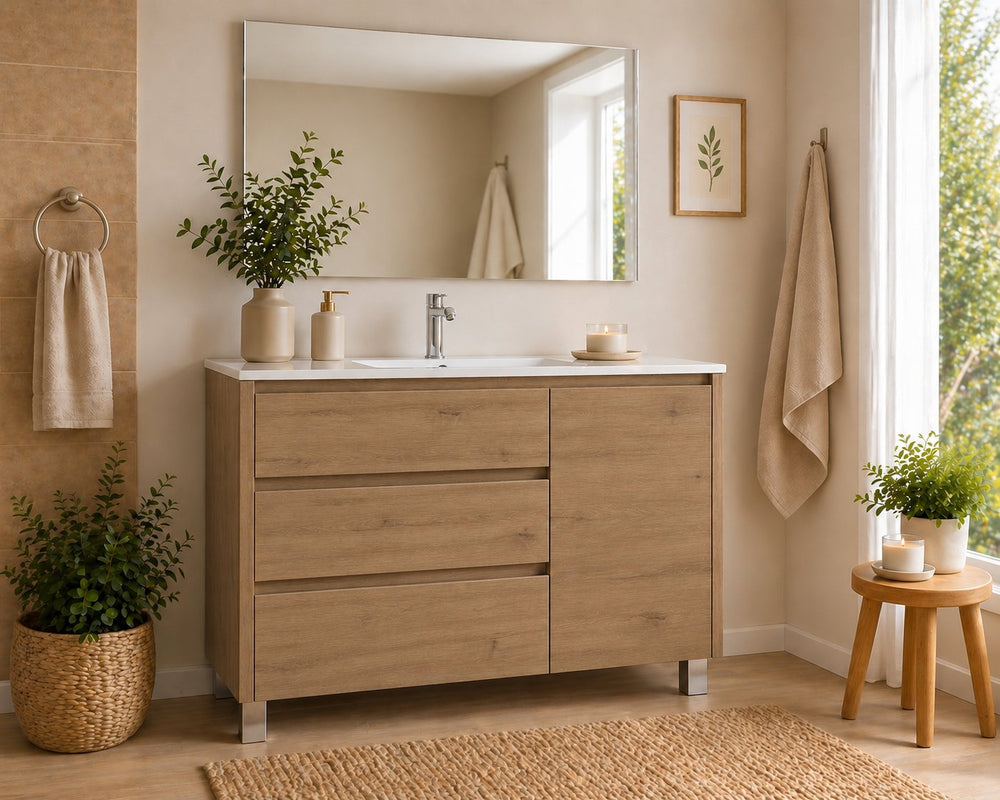 Mobilier de baie cu VOLUM cu 3 sertare și ușă și lavoar