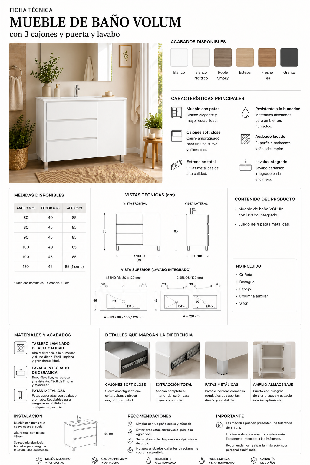 OFERTĂ Pachet mobilier VOLUM + Oglindă LED Megan cu lavoar
