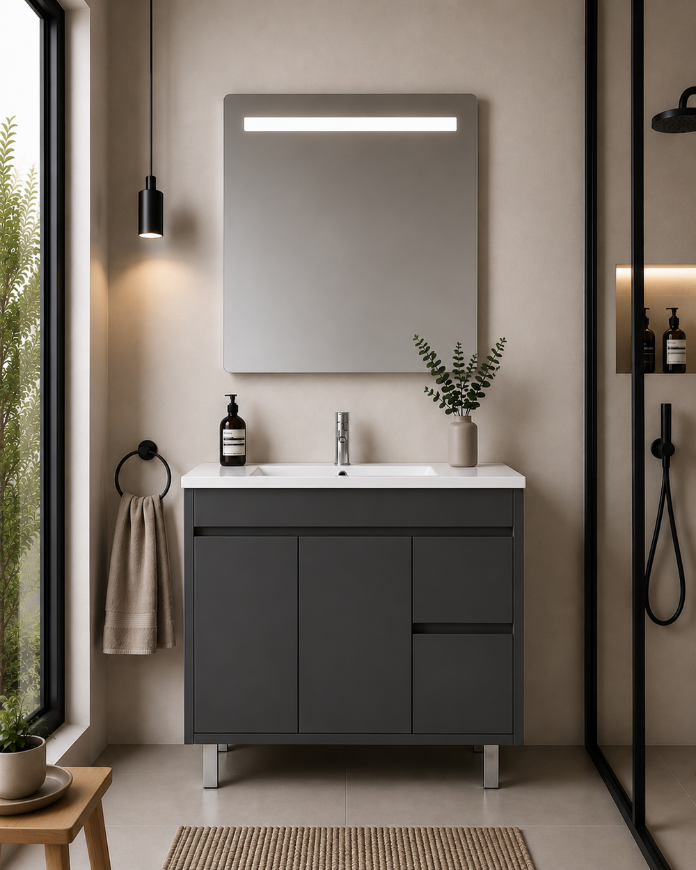 Mobilier de baie ISQUIA cu lavoar · Grafit