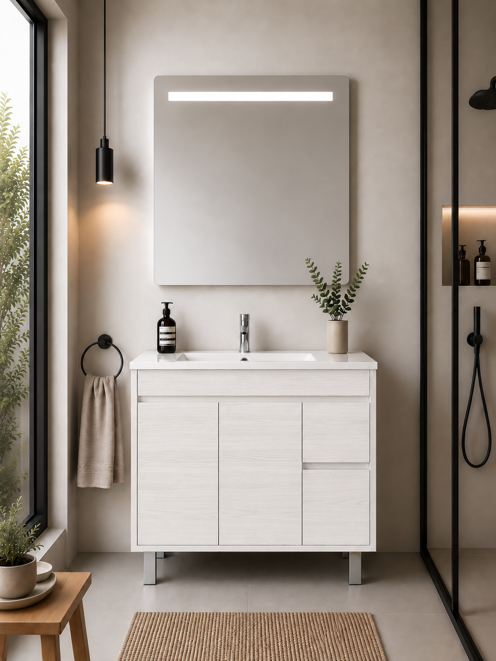 Mobilier de baie ISQUIA cu lavoar · Alb nordic