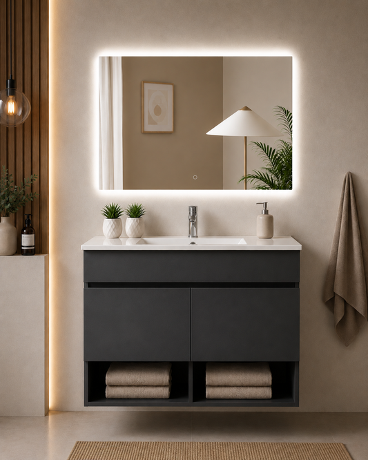 Mobilier de baie suspendat NEBARI cu uși și lavoar extraplano