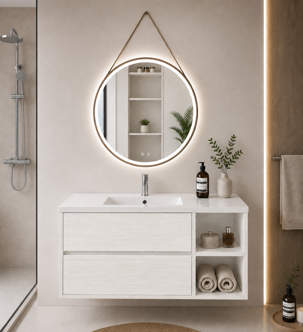 Mobilier de baie Zeus cu lavoar · Alb nordic