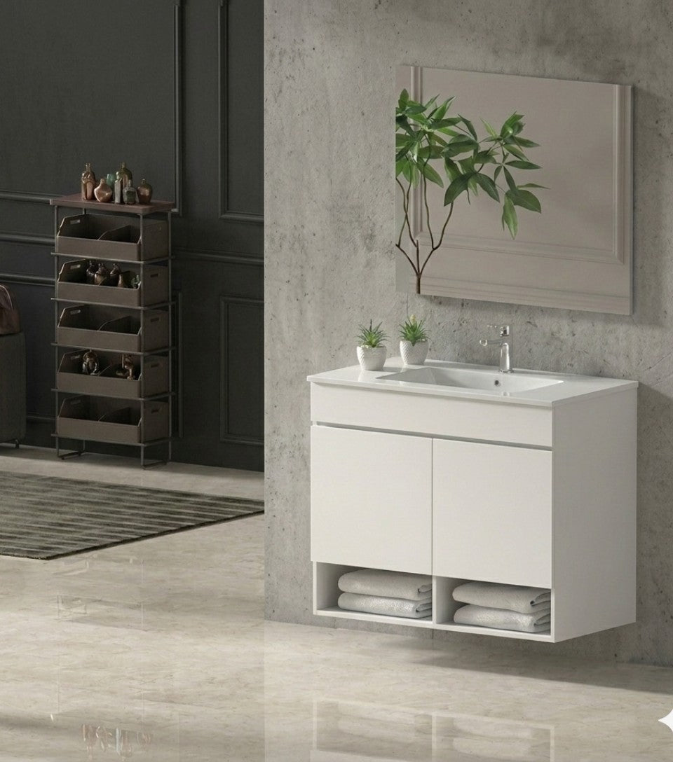 Mobilier de baie suspendat NEBARI cu uși și lavoar extraplano