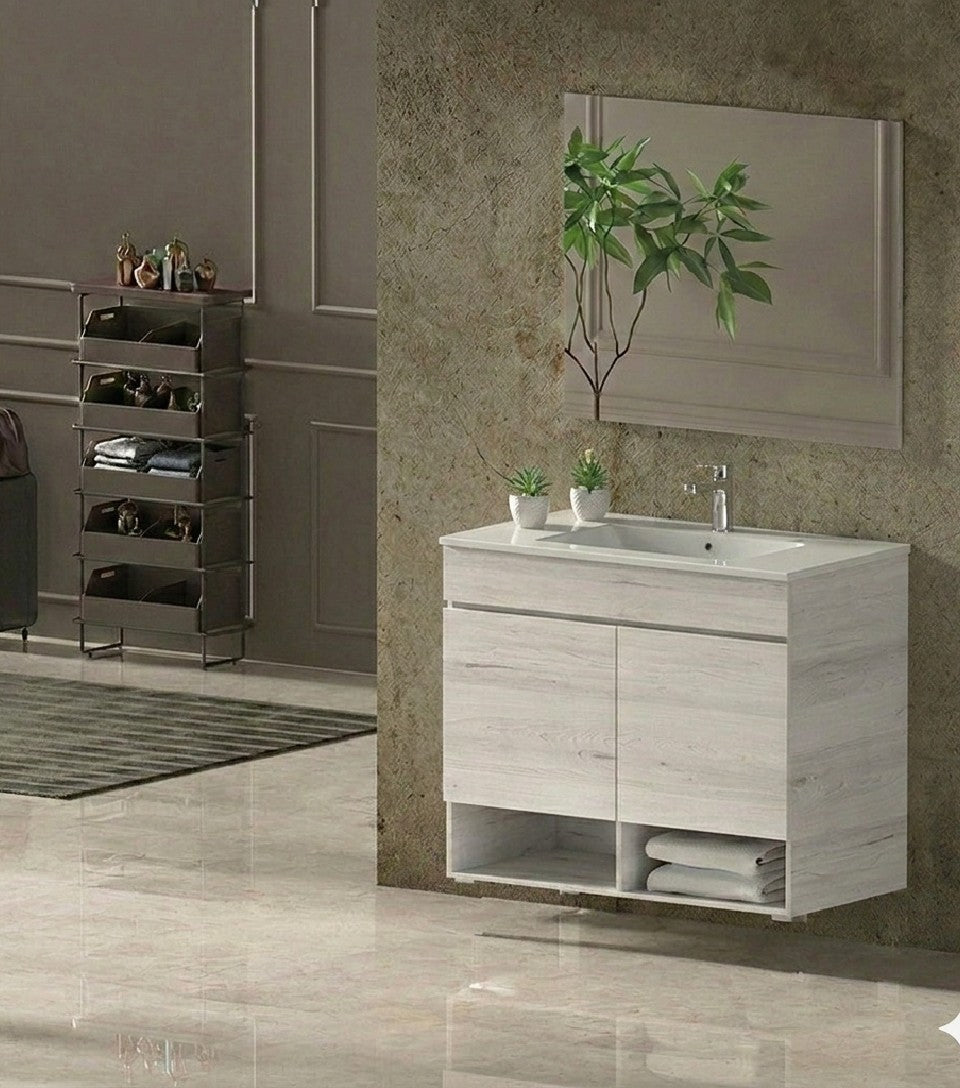 Mobilier de baie suspendat NEBARI cu uși și lavoar extraplano
