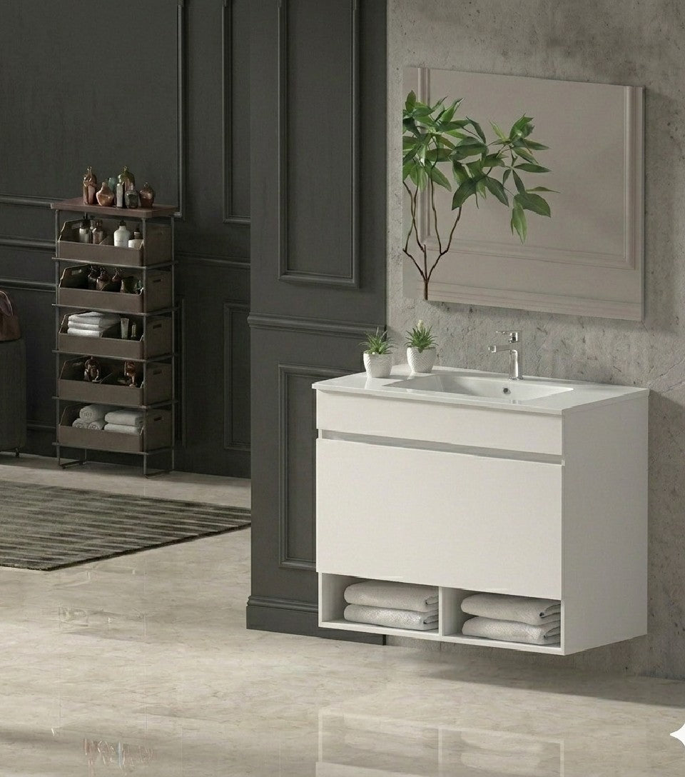 Mobilier de baie suspendat NEBARI cu sertar și lavoar extraplano