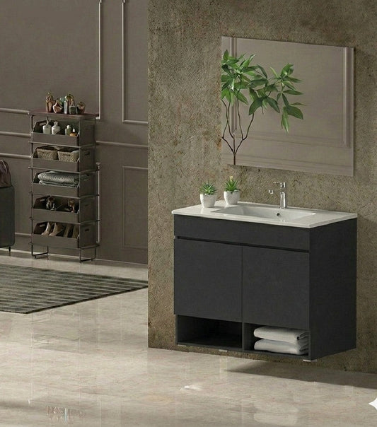 Mobilier de baie suspendat NEBARI cu uși și lavoar extraplano
