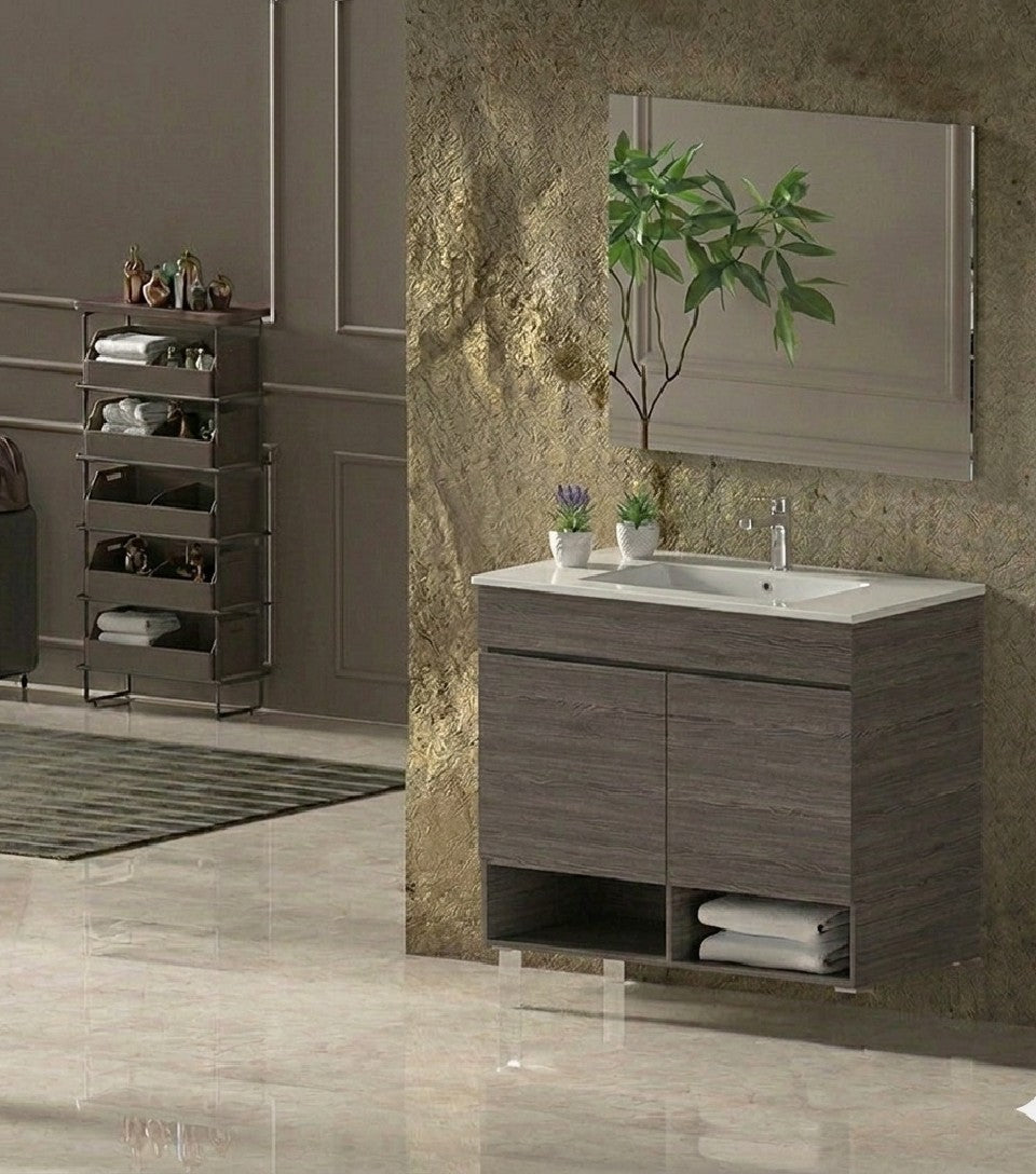 Mobilier de baie suspendat NEBARI cu uși și lavoar extraplano