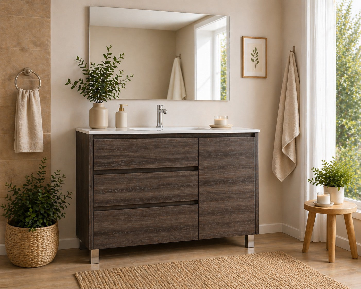 Mobilier de baie cu VOLUM cu 3 sertare și ușă și lavoar