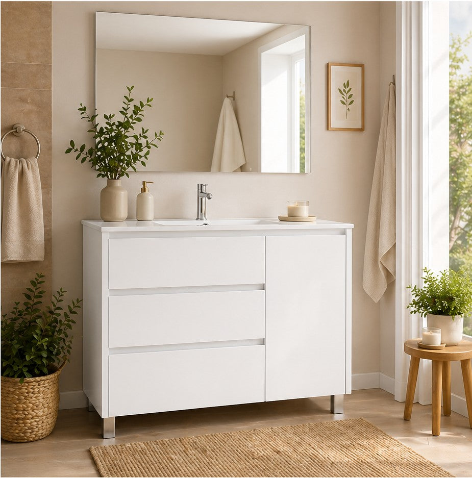 Mobilier de baie cu VOLUM cu 3 sertare și ușă și lavoar