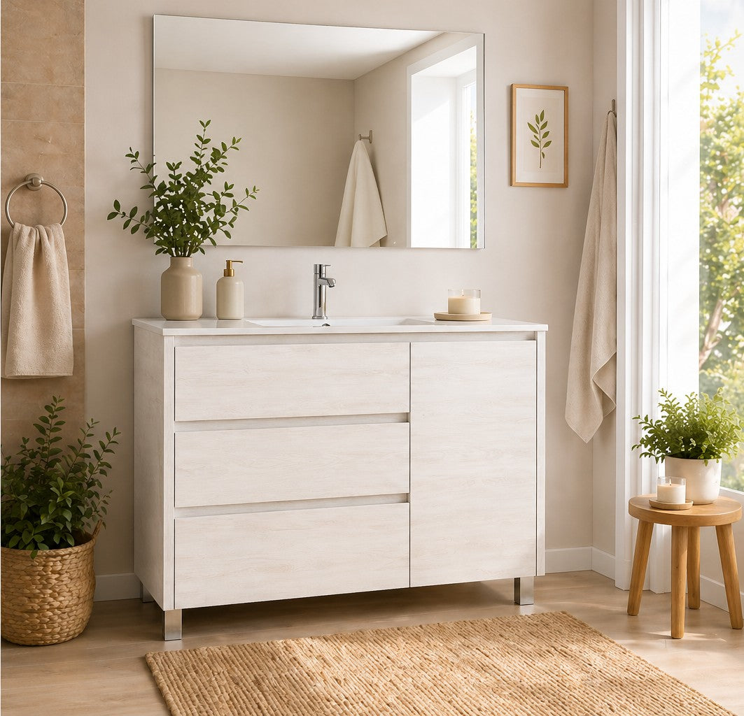 Mobilier de baie cu VOLUM cu 3 sertare și ușă și lavoar