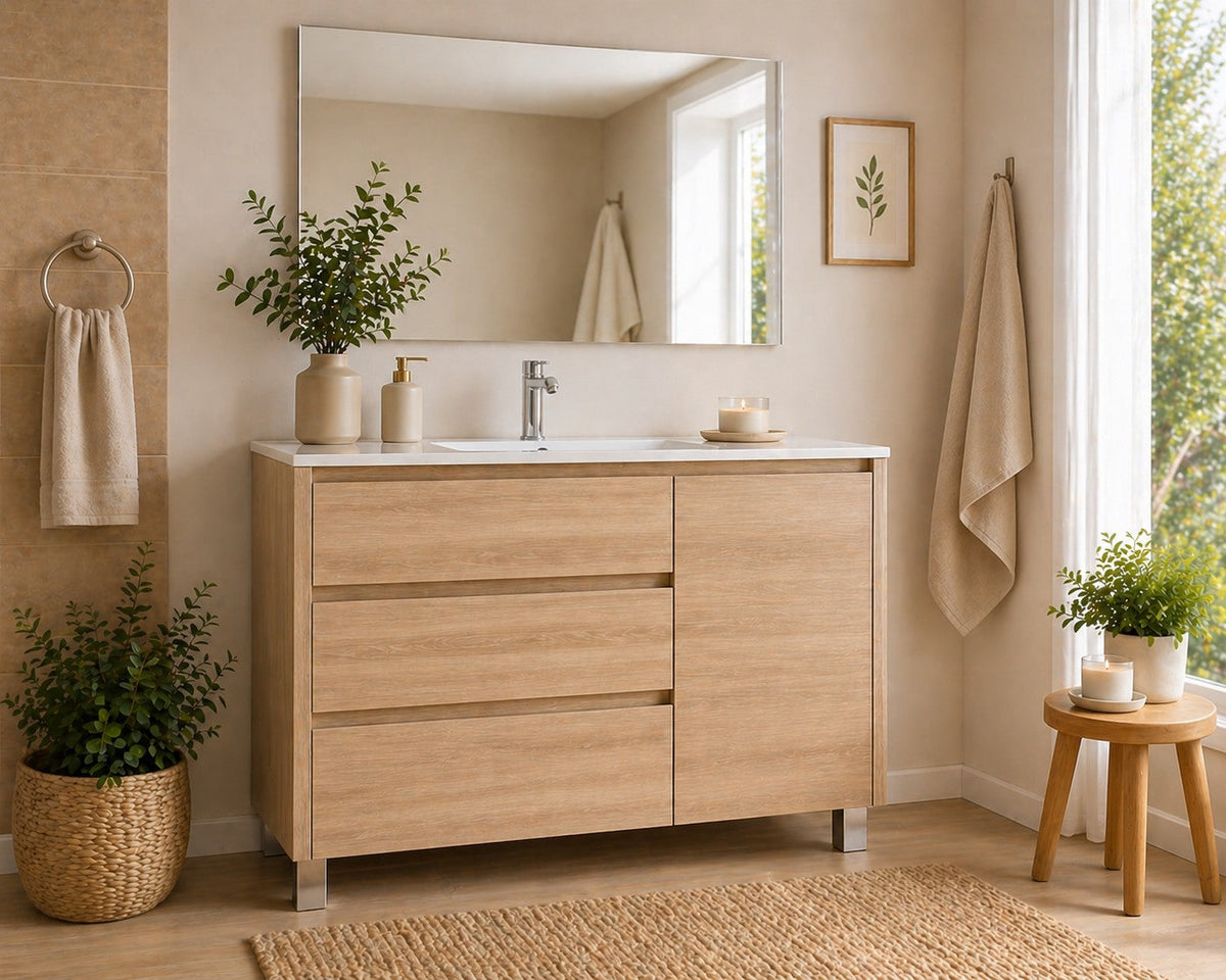 Mobilier de baie cu VOLUM cu 3 sertare și ușă și lavoar