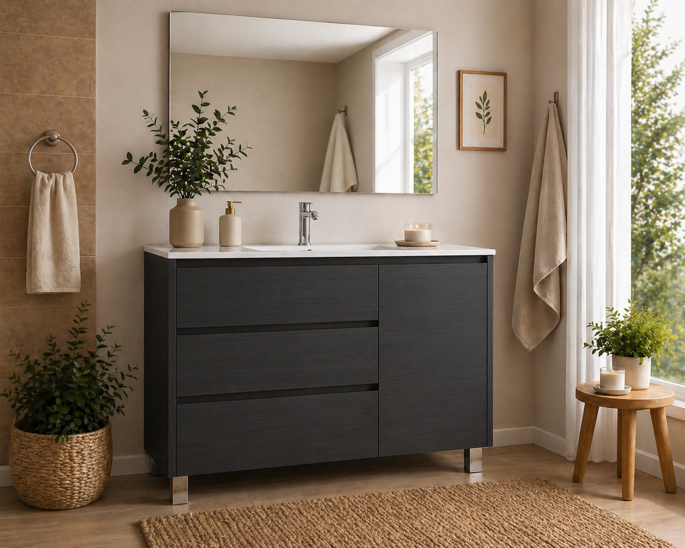 Mobilier de baie cu VOLUM cu 3 sertare și ușă și lavoar