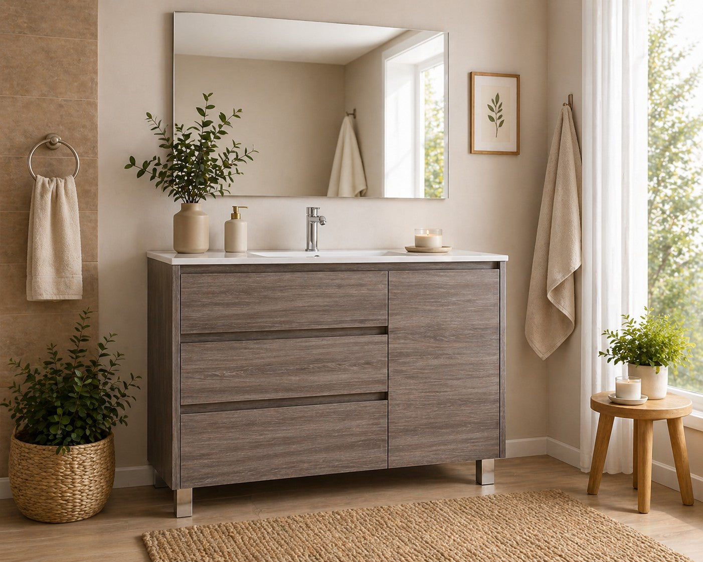 Mobilier de baie cu VOLUM cu 3 sertare și ușă și lavoar