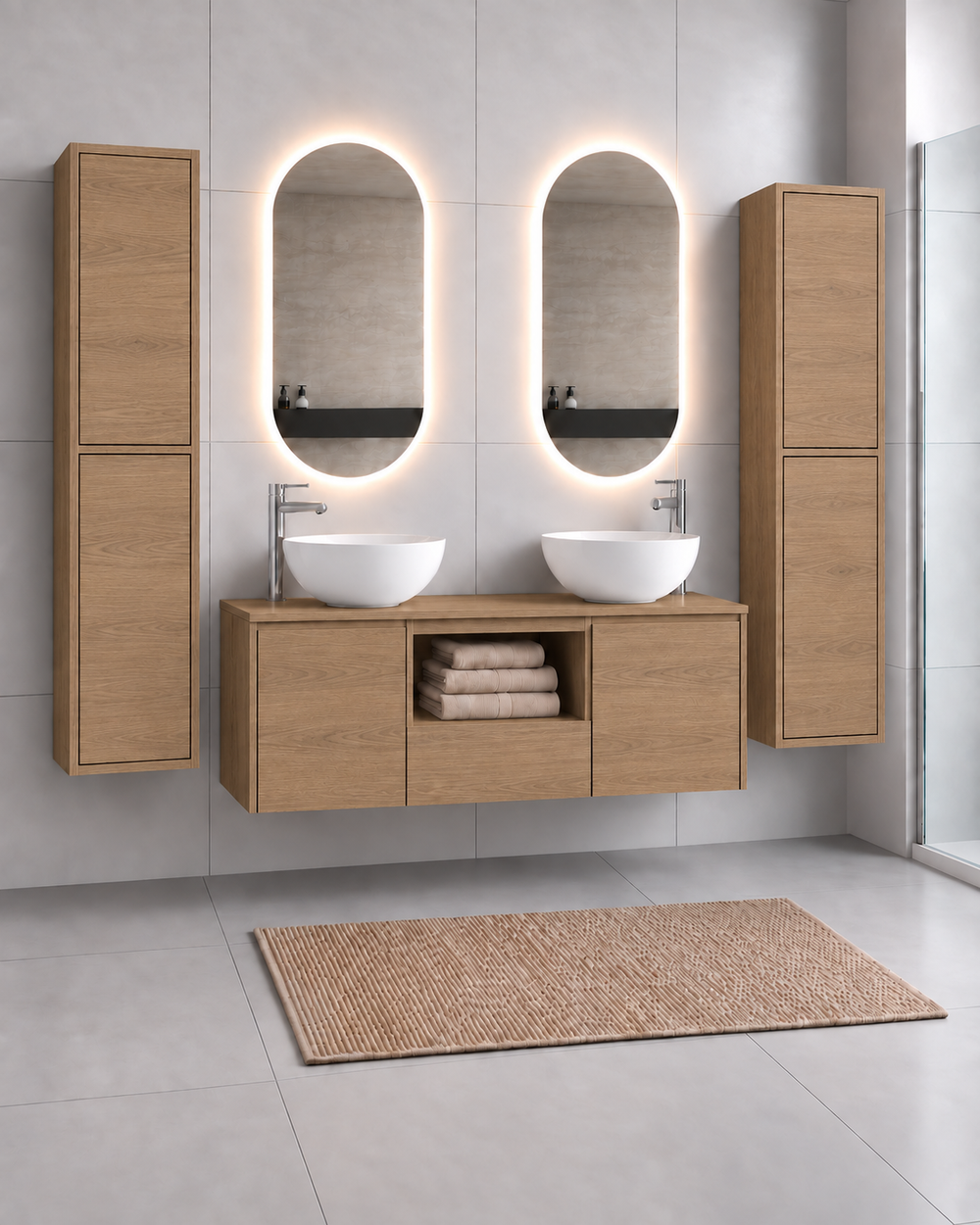 Mobilier de baie AMALFI 120 DOBLE cu 2 lavoare · Estepa