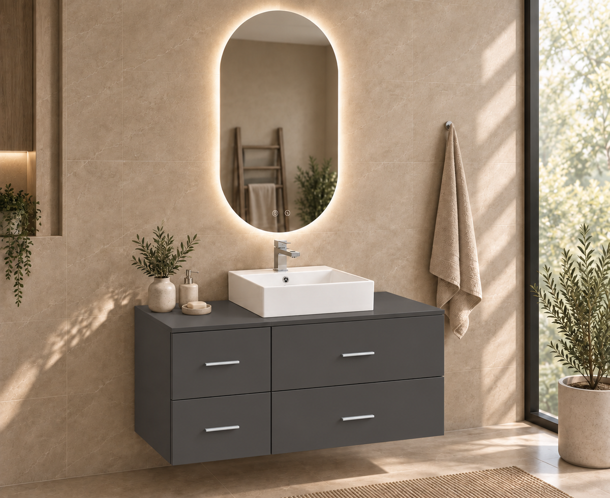 Mueble de baño PAROS en Grafito con lavabo Libra